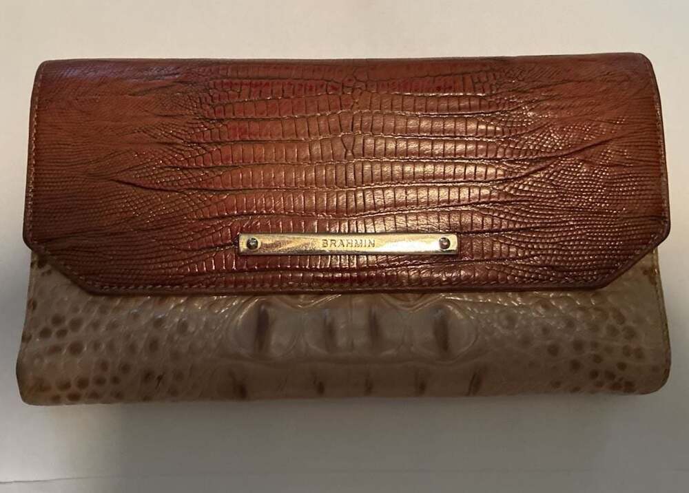 Brahmin Ady Tri-Fold Embossed Leather Wallet